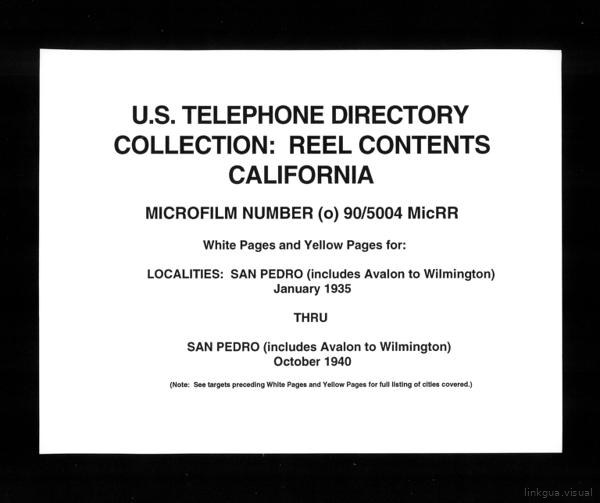 California - White Pages and Yellow Pages - San Pedro - January thru October — No identificado