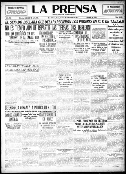 La prensa (San Antonio, Tex.), October 28, 1920