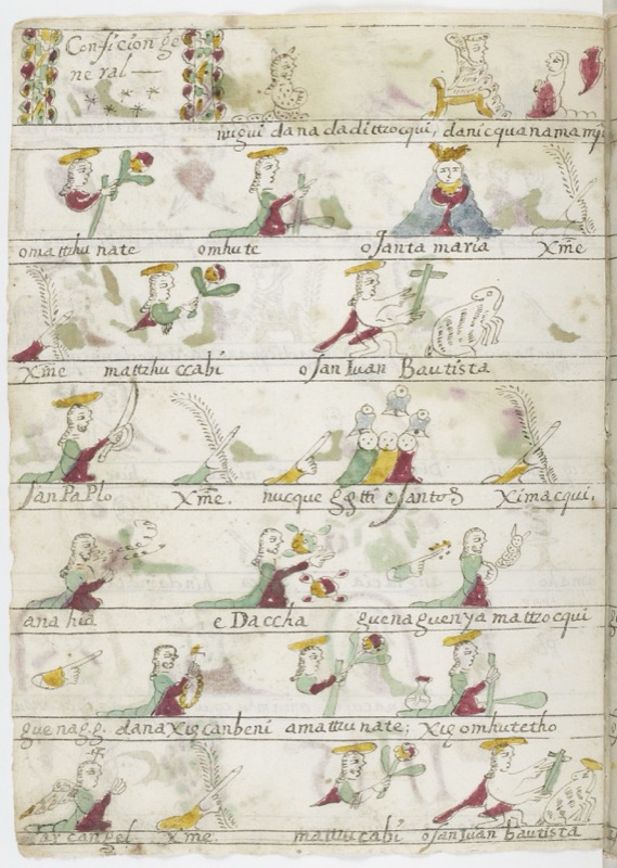 Pintura de linaje con escritura náhuatl