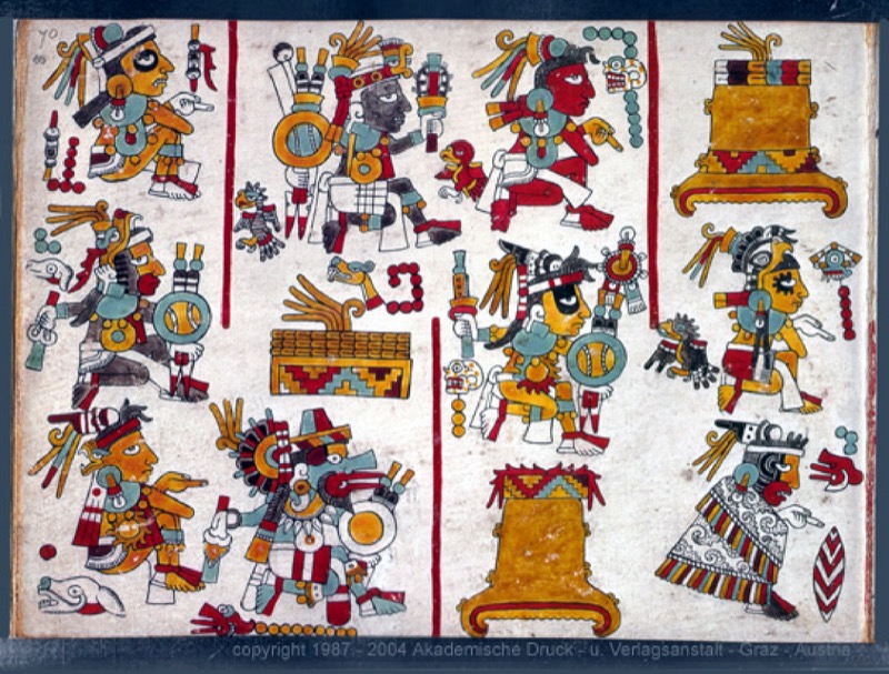 Códice Maya con figuras antropomorfas y zoomorfas