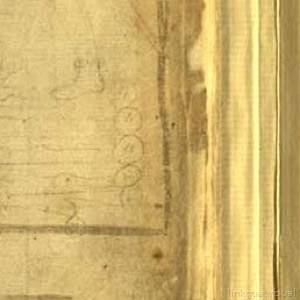 Boceto y detalles arquitectónicos en pergamino antiguo