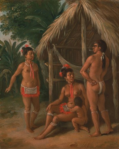 A Leeward Islands Carib family outside a Hut — Agostino Brunias