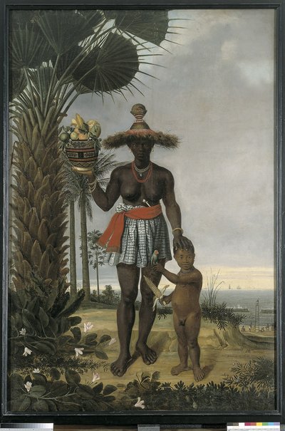 Madre e hijo en un paisaje tropical — Albert Eckhout