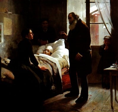 Una escena íntima captura la visita de un médico