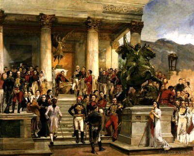La inauguración de la estatua de Bolívar en el Panteón Nacional