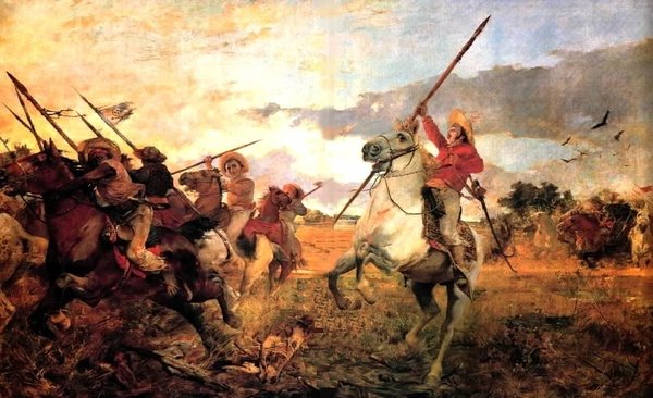Carga de jinetes en batalla — Arturo Michelena