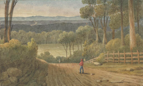 A distant view of the Blue Mountains and Lapston Hill, New South Wales taken from the Emu Plains Road — Augustus Earle