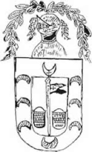 Escudo de armas antiguo con florones y elmo — Chilam Balam de Mani