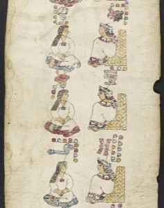 Figuras de ancestros en códice prehispánico — Anónimo tlacuilo
