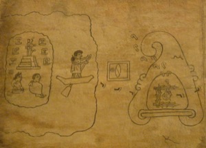 Fragmento de códice prehispánico con iconografía náhuatl — Autores Varios. Tira de la Peregrinacio N