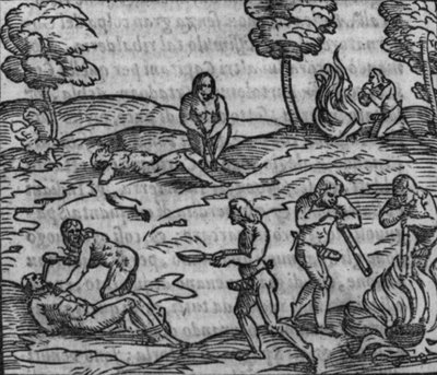Escena de caníbales y prisioneros — Girolamo Benzoni
