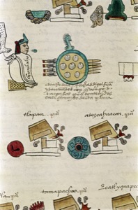 Códice Mexica: — Escena de tributo y guerra — Anónimo mixteco