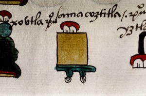 Fragmento de Códice Indígena con Glifos y Escritura — Anónimo mixteco