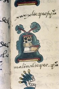 Ilustración de glifo mexica y escritura náhuatl — Anónimo mixteco