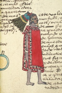 Guerrero Mexica con tocado de plumas y vestimenta ceremonial — Anónimo mixteco