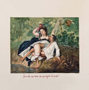 Escena campestre con pareja en actitud íntima — Valeriano y Gustavo Adolfo Bécquer