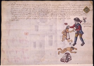Ilustración de Fray Bernardino de Sahagún: Indígenas y conquistadores — Anónimo novohispano (Códice Kingsborough)