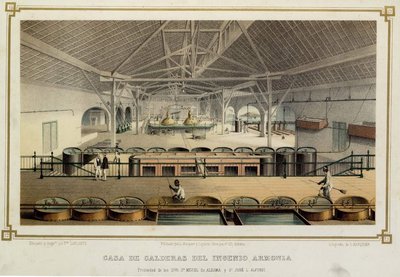 Casa de calderas del Ingenio Armonía. Proceso de elaboración de azúcar en Cuba — No identificado