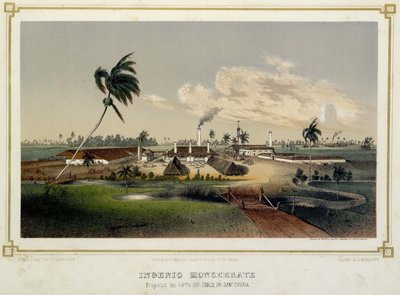Ingenio Monserrate. Litografía: la industria azucarera cubana en 1857, por Laplante — No identificado