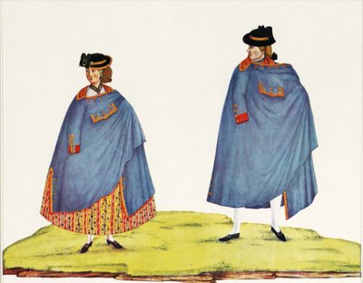 Homem e Mulher de casaco. Obra de Carlos Julião — Carlos Julião