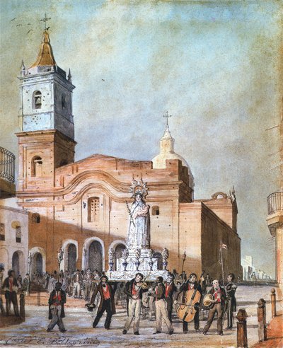 Iglesia de Santo Domingo. Procesión de Nuestra Señora del Rosario — Charles Henri Pellegrini