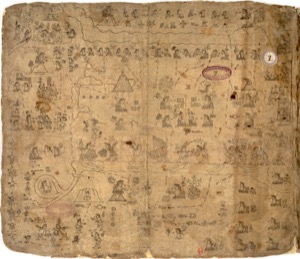 Mapa Histórico Indígena con Glifos y Figuras Humanas — Anónimo tlacuilo texcocano (Códice Xólotl)