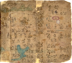 Mapa histórico con escenas y figuras indígenas — Anónimo tlacuilo texcocano (Códice Xólotl)