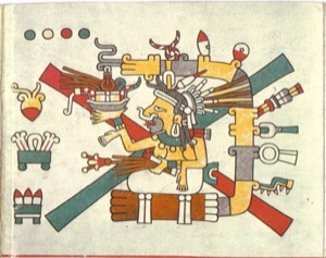 Deidad Mexica en Códice Prehispánico — Tlacuilo anónimo, tradición mixteca-puebla (Códice Laud)