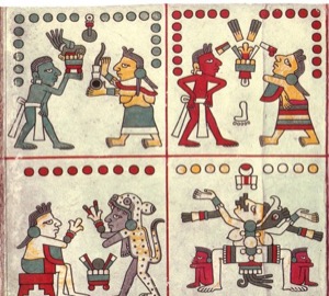 Escenas de códices prehispánicos — Tlacuilo anónimo, tradición mixteca-puebla (Códice Laud)
