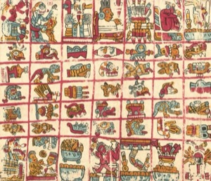 Códice Precolombino — Con figuras y glifos — Tlacuilo anónimo, tradición mixteca-puebla (Códice Vaticanus B)