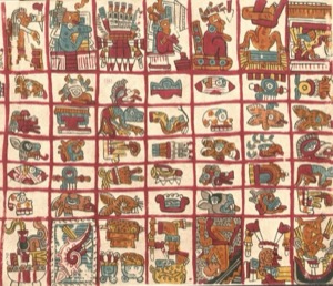 Códice Maya: — Ilustraciones de deidades y símbolos — Tlacuilo anónimo, tradición mixteca-puebla (Códice Vaticanus B)