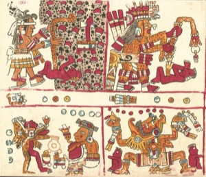 Escena Ritual de la Mitología Mexica — Tlacuilo anónimo, tradición mixteca-puebla (Códice Vaticanus B)