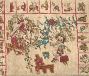 Códice Vaticano B: Escena de dioses y rituales aztecas