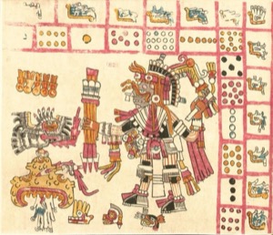 Códice Vaticano — B: Escena mitológica con deidades y elementos calendáricos — Tlacuilo anónimo, tradición mixteca-puebla (Códice Vaticanus B)