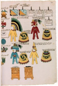 Códice Mendoza: — Atuendos y tributos mexicas — Anónimo tlacuilo mexica (Códice Mendoza)