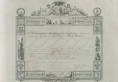 Certificado de sociedade comercial e industrial — Jean-Baptiste Debret