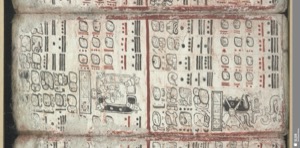 Páginas del Códice de Dresde con escritura jeroglífica maya — Anónimo maya