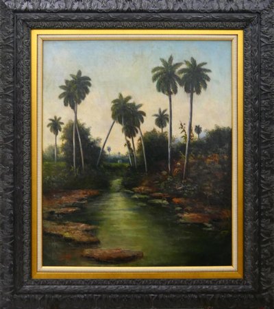 Un exuberante paisaje tropical dominado por un río serpenteante que fluye a trav — Eduardo Morales Morales