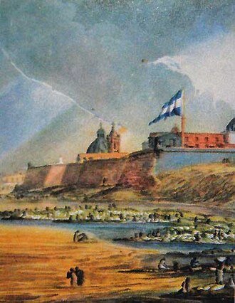 Fortaleza con bandera celeste y blanca — Emeric Essex Vidal