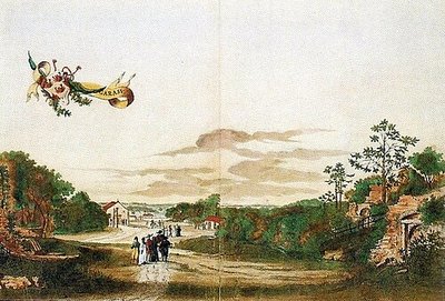 Ateliê de Jan Brosterhuisen - Vila de Igarassu, com a Igreja de São Cosme e São Damião e o Convento franciscano ao fundo — Frans Post