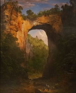 Un imponente arco natural de roca domina la composición — Frederic Edwin Church