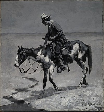 Jinete y caballo bajo sol abrasador — Frederic Remington