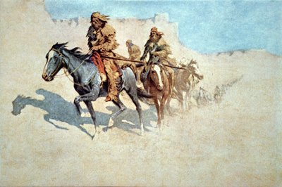 El grupo de Jedediah Smith cruzando el ardiente desierto de Mojave — Frederic Remington