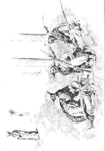 Militares con rifles al acecho en el desierto — Frederic Remington