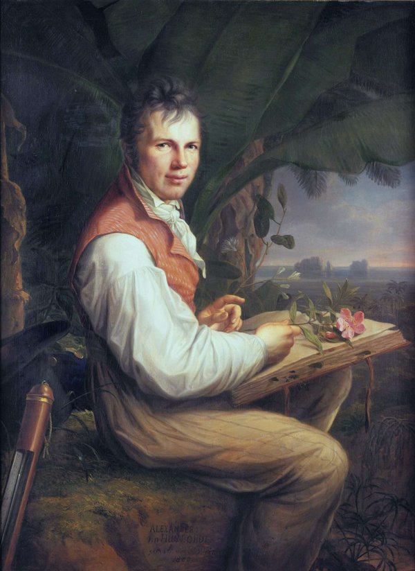 Hombre con libro y flor en paisaje — Friedrich Georg Weitsch