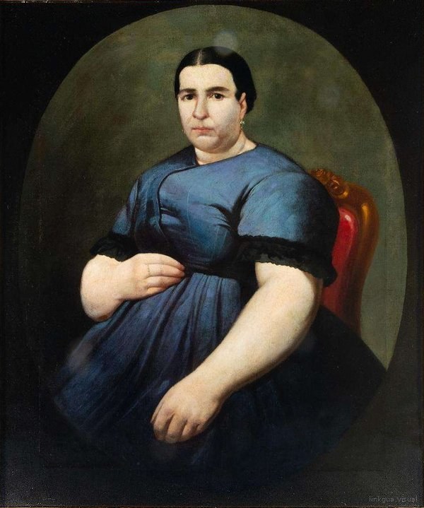 Retrato de mujer con vestido azul — Hermenegildo Bustos