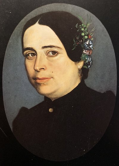Retrato de mujer con flores en el cabello — Hermenegildo Bustos