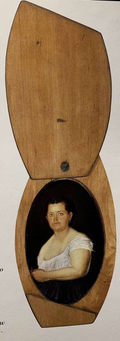 Retrato en joyero de mujer antigua — Hermenegildo Bustos
