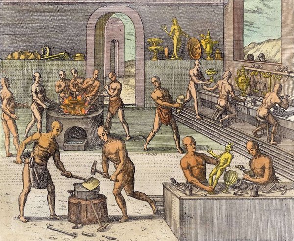 Taller de orfebres y fundición de metales — Girolamo Benzoni