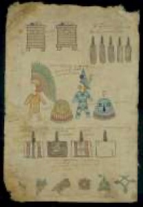 Pinturas y jeroglíficos de un códice mesoamericano — Matricula de los Tributos